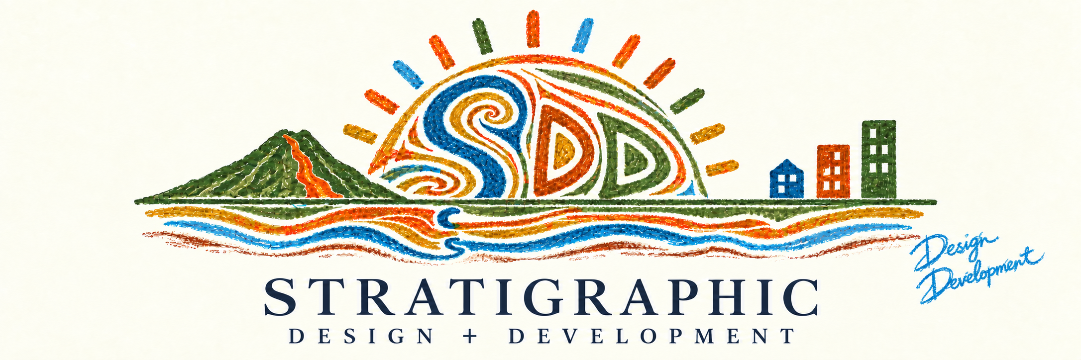 Stratigraphic Design and Development—an illustrated landscape of layered earth, community, and growth